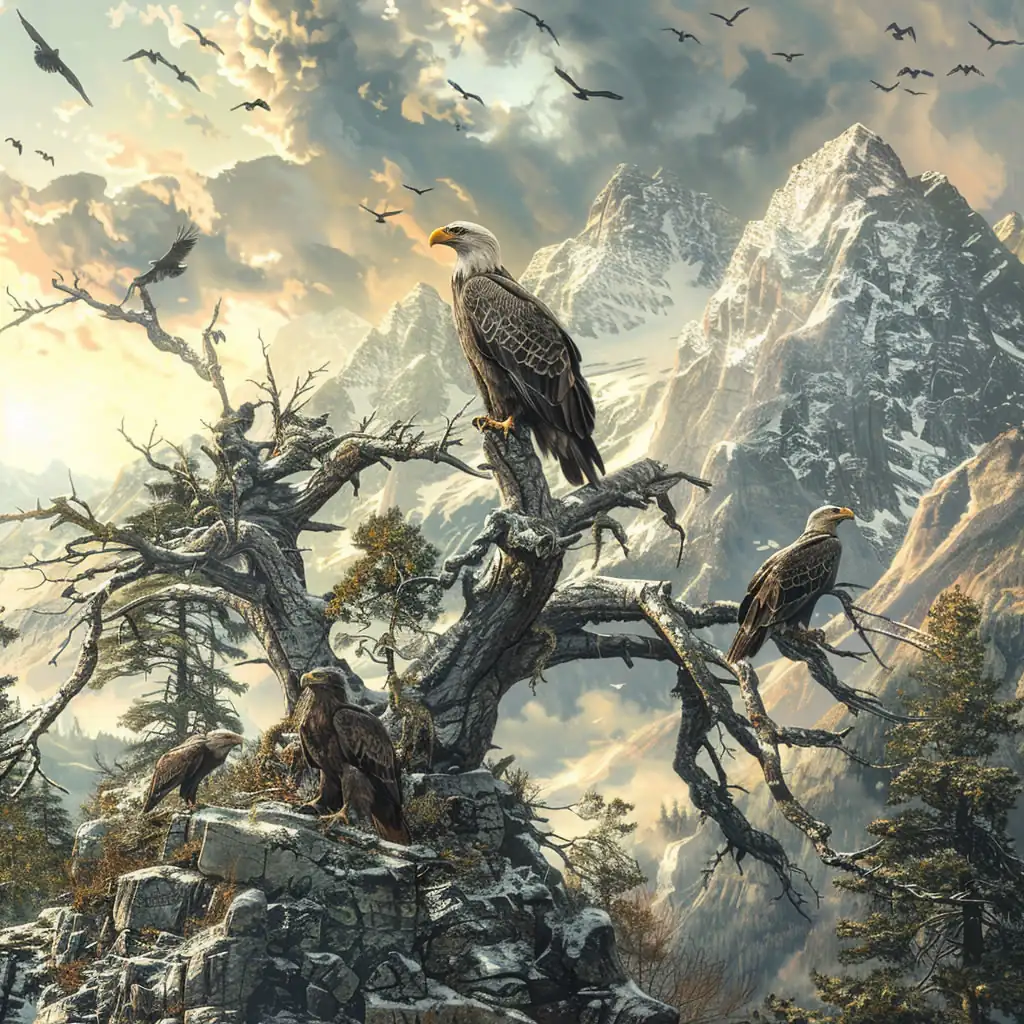 Bald Eagles in the wild mountains picture