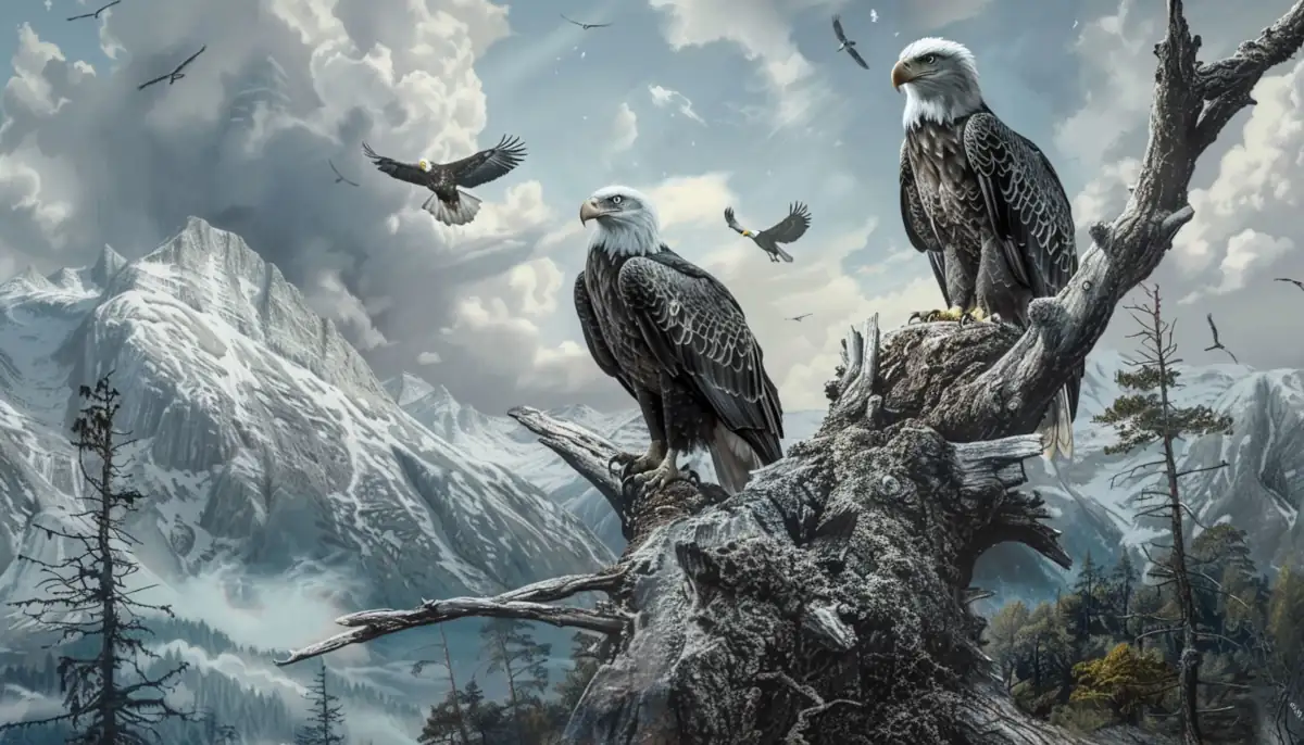 Bald Eagles in the mountains of North America