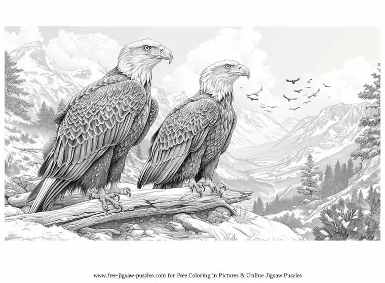 Bald Eagles coloring in picture - Landscape 1