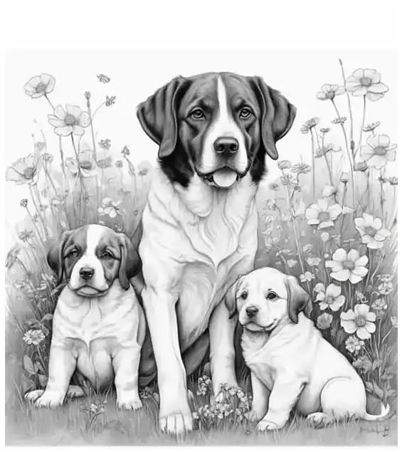 Dog and puppy coloring pictures for printing