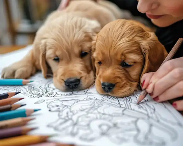 website link to Dog and Puppy Coloring Pictures and free coloring books