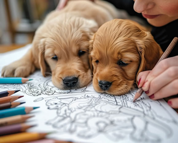 Dogs and puppies coloring pictures that are free to print and share