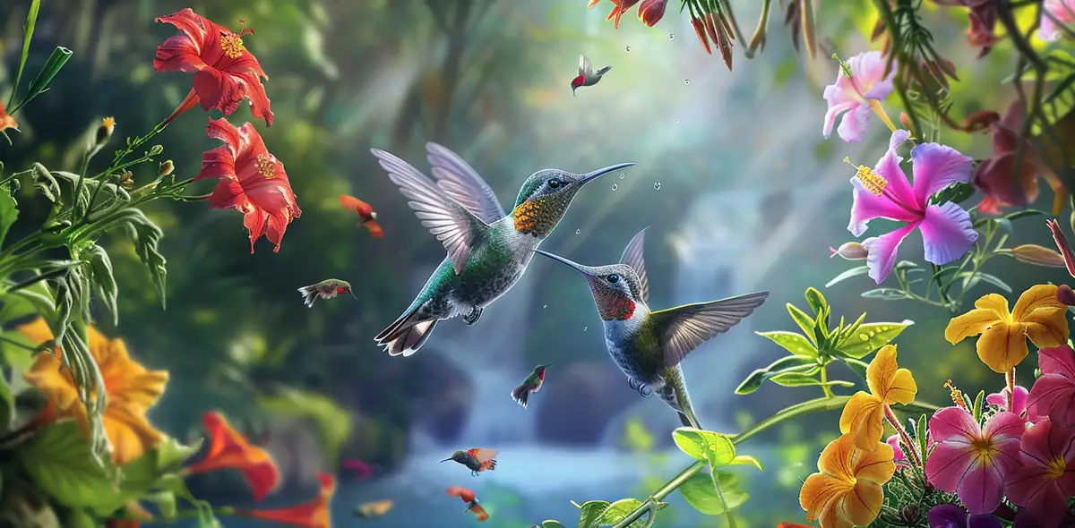 Hummingbirds picture - romantic style image