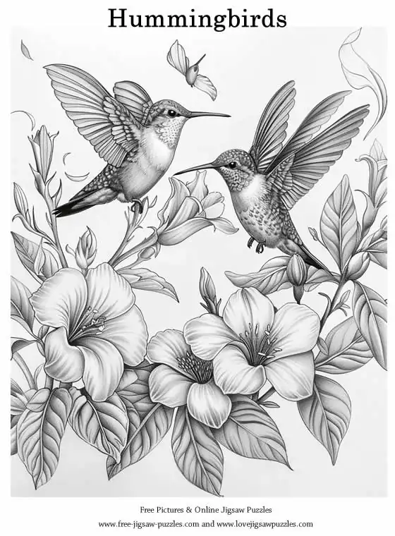 Hummingbirds picture for coloring and printing - Free Picture 12