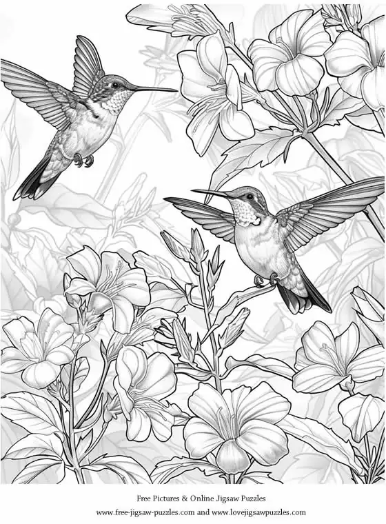 Hummingbirds picture for coloring and printing - Free Picture 15