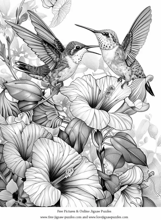 Hummingbirds picture for coloring and printing - Free Picture 17