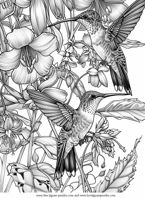 Hummingbirds picture for coloring and printing - Free Picture 19