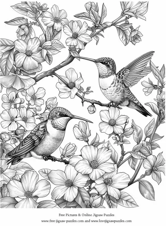 Hummingbirds picture for coloring and printing - Free Picture 2