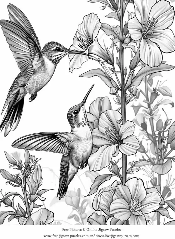 Hummingbirds picture for coloring and printing - Free Picture 21