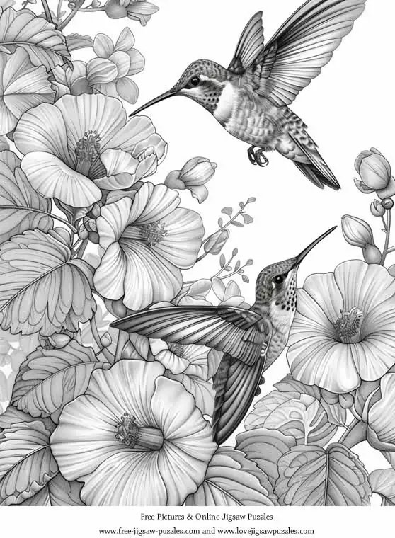 Hummingbirds picture for coloring and printing - Free Picture 23