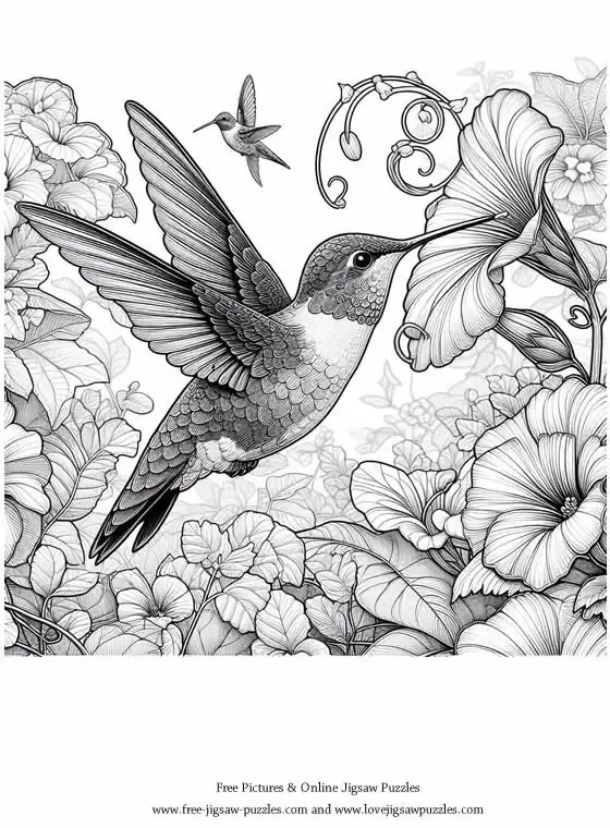 Hummingbirds picture for coloring and printing - Free Picture 3