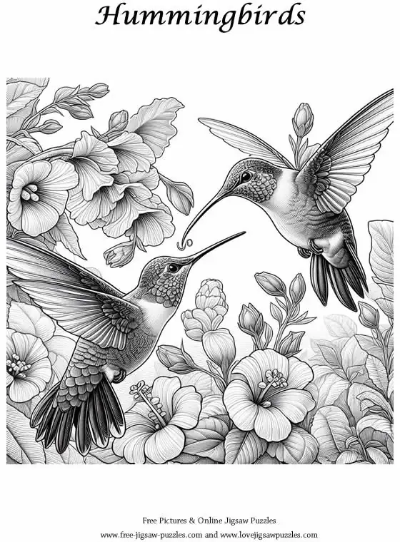 Hummingbirds picture for coloring and printing - Free Picture 36
