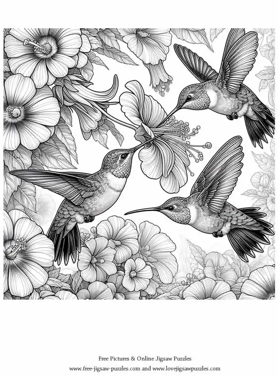 Hummingbirds picture for coloring and printing - Free Picture 4