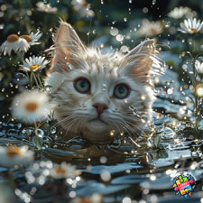 Turkish Van cat swimming