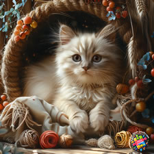 Balinese kitten in a cat house