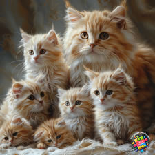 Ragamuffin cat breed with kittens