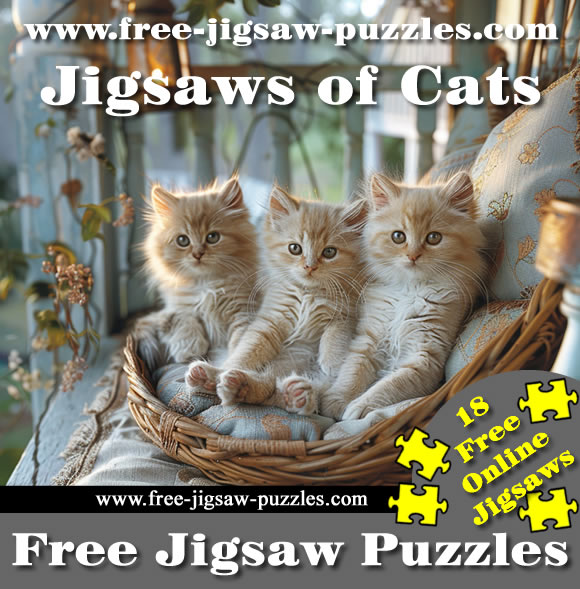 18 Jigsaws of Cats and cat pictures, printable cat poems