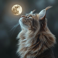 Cat looking at the moon