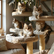Maine Coon cats on a cat tree - picture 4 of 30