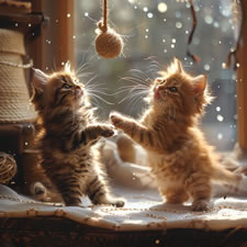 Two Maine Coon kittens playing together - picture 5 of 30