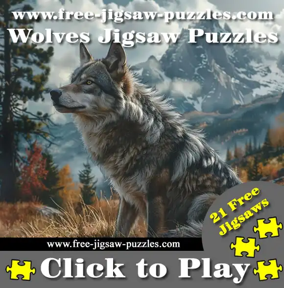 North American wolves in the wild Online Jigsaw Puzzles - 21 wolf jigsaws